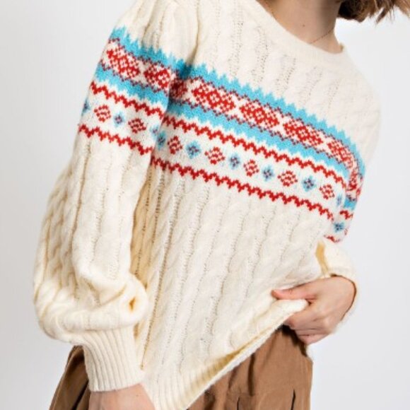 SWEATER CABLE KNIT RETRO LIKE - Picture 1 of 4